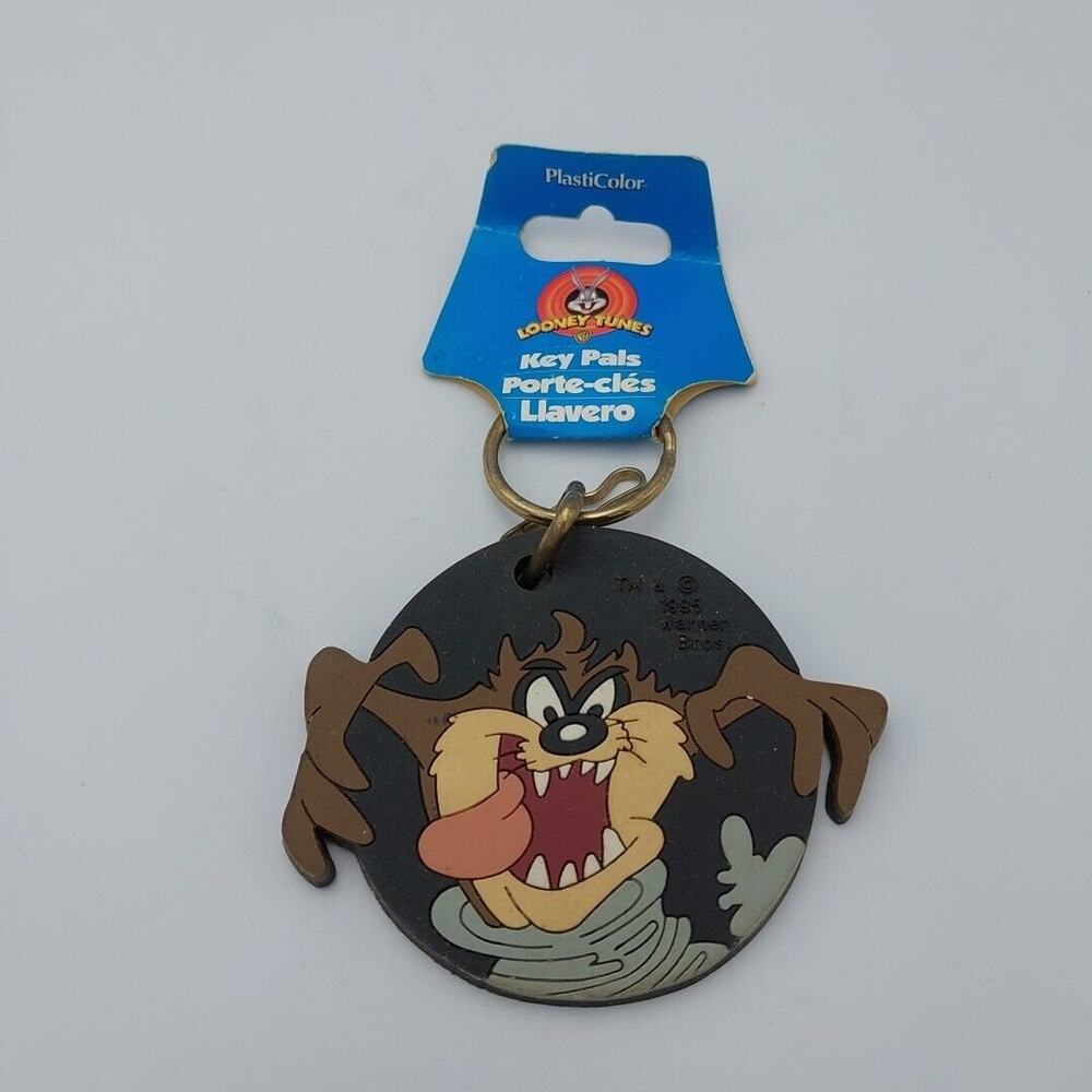 Vintage Tasmanian Devil Taz‎ Soft Plastic Key Chain 1995 Looney Tunes Clip Ring